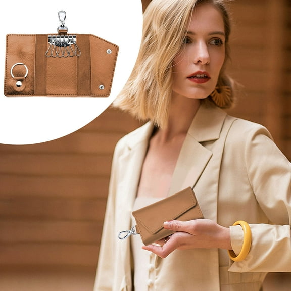 Cowhide Key Holder,Leather Key Organizer Pouch,Car Home Key Case,Multi Functional Keychain Wallet,Gift For Partner,Glossy Scratch Protection Key Storage Holiday Gifts