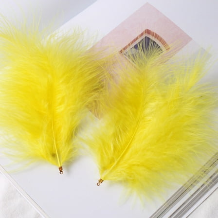 XmhyTop-A 100pcs Fluffy Feathers 3.9-4.7inch for Craft Dream Catcher Decoration Natural Fluffy Feathers,Yellow