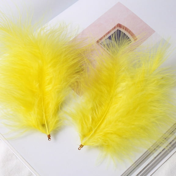 XmhyTop-A 100pcs Fluffy Feathers 3.9-4.7inch for Craft Dream Catcher Decoration Natural Fluffy Feathers,Yellow