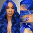 thumbnail image 2 of 26 Inch Blue Lace Front Wig Human Hair 13x6 Body Wave Lace Front Wigs Human Hair Pre Plucked Colored Blue Wigs For Women With Baby Hair, 2 of 5