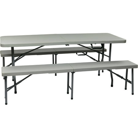 Office Star Work Smart 3Piece Folding Table and Bench Set On Sale