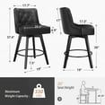 thumbnail image 3 of Dycanpo 26" Swivel Counter Height Bar Stools Set of 3 with Back Faux Leather for Home Kitchen, Black, 3 of 12