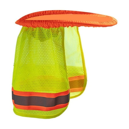 

Safety Hard Hat Yellow Neck Shield Sun Shade Reflective Stripe New