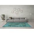 thumbnail image 3 of Ahgly Company Indoor Rectangle Medallion Light Blue Traditional Area Rugs, 2' x 5', 3 of 4