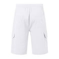 thumbnail image 4 of Bcfgryg Mens Soild Color Shorts Casual Cargo Shorts Elastic Waist Drawstring Summer Beach Shorts Men's Linen Shorts For Summer Travel White M, 4 of 4