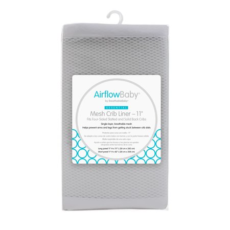 UPC: 0811283023637 | AirflowBaby Breathable Mesh Liner for Full-Size Cribs 11 H (23cm) Essential 2mm Mesh Gray (Size 4FS Covers 3 or 4 Sides)