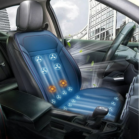 Practisol Black 16 Fans Ventilated Cooling Car Seat Cushion,12V High Power Ice Silk Cooling Car Front Seat Cover, Cooling Car Seat Cushion Universal Fit, Fashion Summer with Massage
