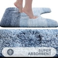 thumbnail image 3 of Microfiber Toilet Rugs U-Shaped, Shaggy Soft and Absorbent Bathroom Rugs, Non-Slip, Thick Plush Bathroom Mat, Machine Washable Dry Contour Bath Mats for Toilet Base, 24" x 20", Blue, 3 of 7