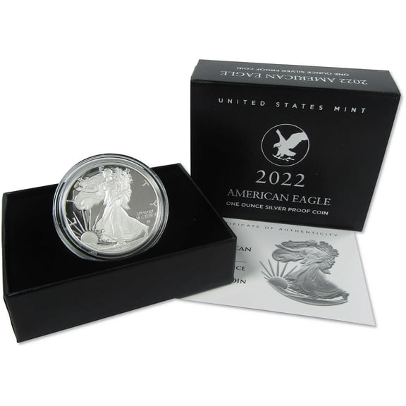 2022 W American Silver Eagle Choice Proof Bullion $1 Coin OGP COA