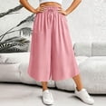 thumbnail image 4 of Besolor Wide Leg Capri Pants for Women Drawstring Elastic High Waisted Pant Casual Loose Loungewear Capris Trousers with Pockets, 4 of 7