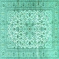 thumbnail image 1 of Ahgly Company Machine Washable Indoor Square Persian Turquoise Blue Traditional Area Rugs, 7' Square, 1 of 4