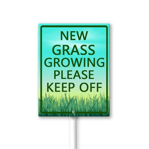Eveokoki New Grass Growing Keep Off Yard Sign with Stakes 7x8.8Inches, Sturdy Aluminum Yard Signs Rust Free, Keep Off The Grass Yard Sign, Stay Off Grass Signs, Easy to Install