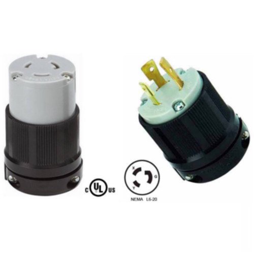 NEMA L620 Plug and Connector Set Rated for 20A, 250V, 3Wire, 2 Pole
