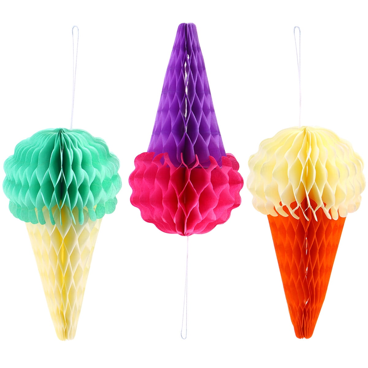 OUNONA 3pcs 8 Inch Party Hanging Ice Cream Paper Ice Cream