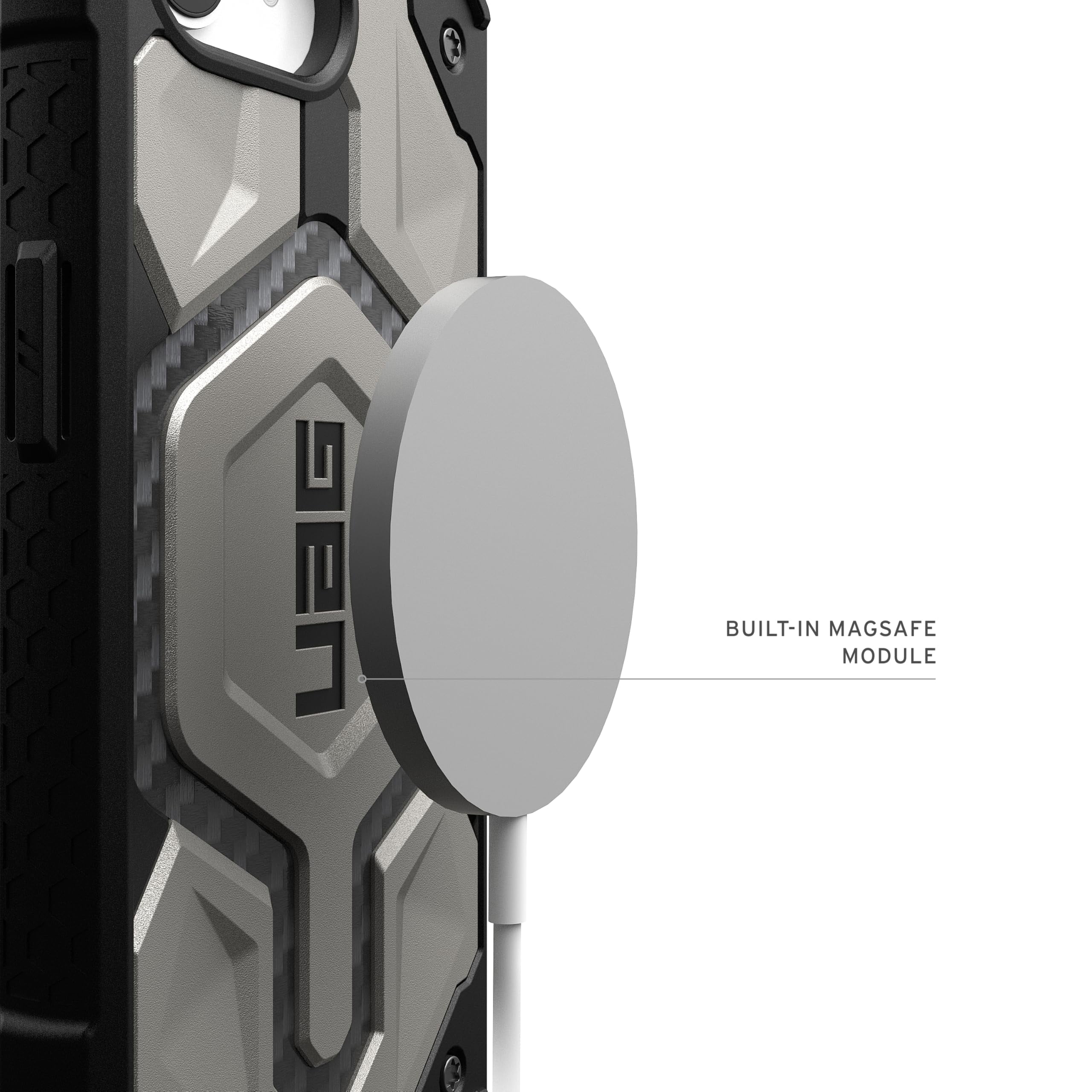 UAG iPhone 17e / iPhone 16e Case Monarch Pro - Compatible with MagSafe Premium Carbon Fiber Inlay Rugged Military Grade Drop Proof Protective Cover, Titanium