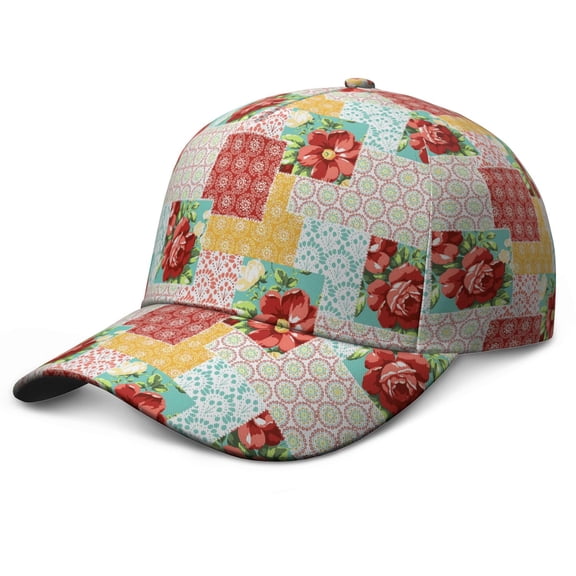 Nature Garden Baseball Cap – Vintage Floral Botanical Dad Hat with Bright Colorful Romantic Watercolor Design, Wildflower and Bee Artwork, Adjustable Snapback