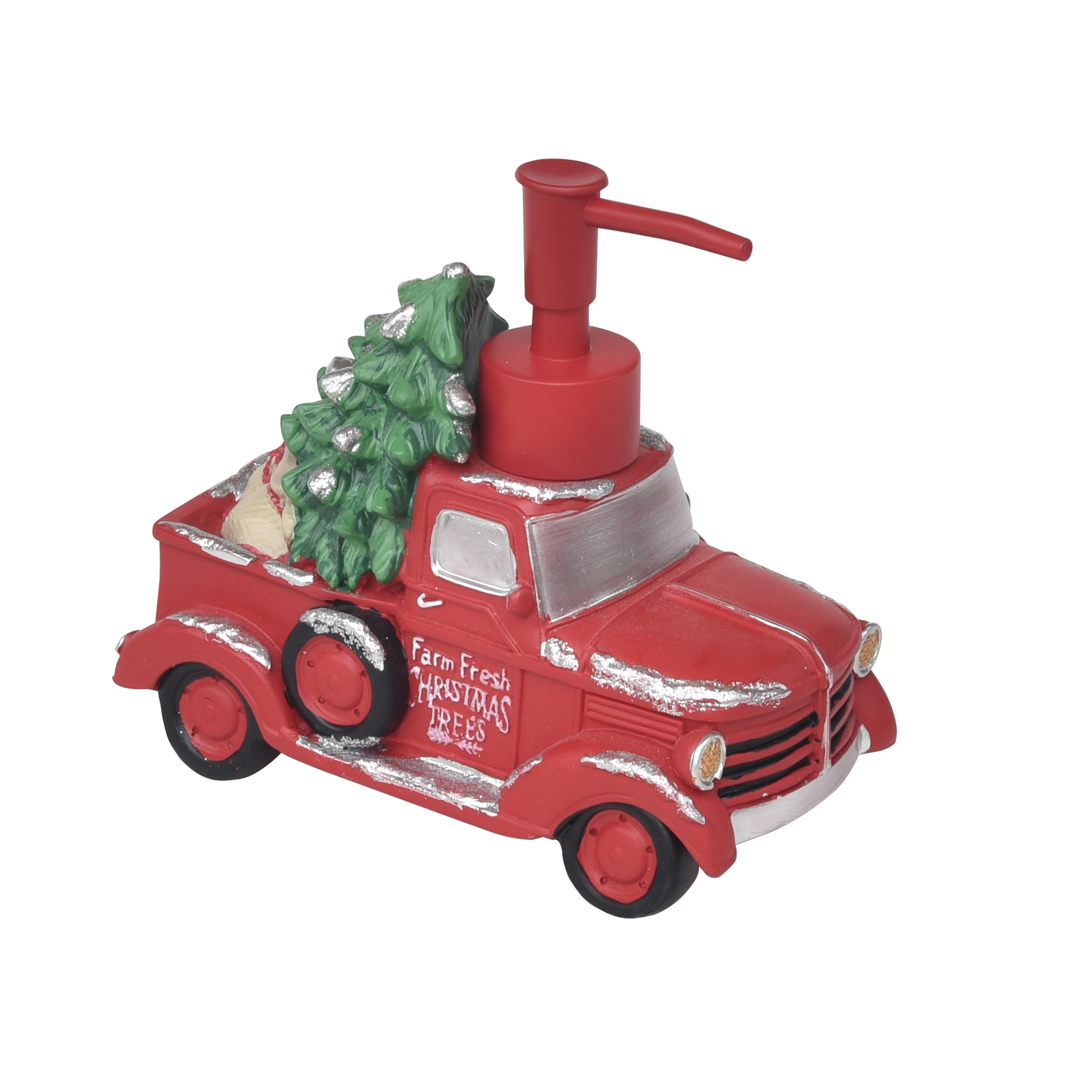 Red Christmas Truck Polyresin Soap Dispenser