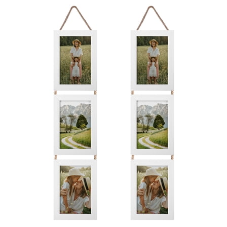 White 4x6 Picture Frame Collage Wall Hanging Photo Frames, Set of 2