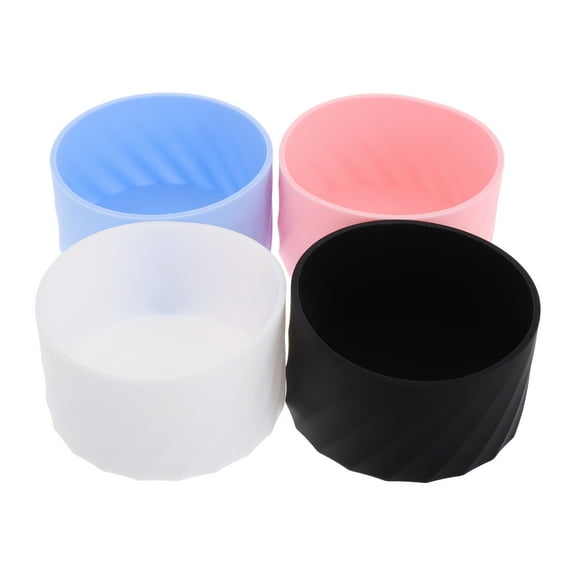 Hemoton 4pcs Silicone Mug Sleeve Nonslip Portable Cup Bottom Sleeve Tumbler Cover Stand Heat Resistant Silicone Cup Cover for Hot Cold Beverages