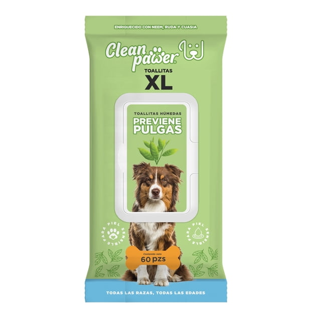 Toallitas humeas para perro Clean Pawer Clean Pawer Previene pulgas 60s