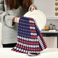 thumbnail image 2 of Spring Flowers American Flag Tea Towels Set of 1 Memorial Day Patriotic Kitchen Dish Cloth with Hanging Loop, 18"x28"Lint-Free Absorbent Towel for Kitchen Drying Wiping and Cleaning, 2 of 6