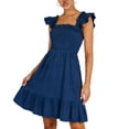 thumbnail image 3 of Sentmoon Robe de Fête Robes Fluides pour Femmes Été 2026 Couleur Unie Sans Manches Encolure Carrée à Volants Coupe Régulière Robe Femmes pour le Travail Décontracté S-TG, 3 of 6