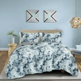 thumbnail image 2 of Chezmoi Collection Glory 3-Piece Floral Quilt Set King, Multicolor Blue White Gray Waterbrush Printed Microfiber Lightweight Bedspread Set for All season, 2 of 9