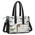 thumbnail image 2 of Teacher Tote Bag,Colorful Dinosaurs Alphabet Pattern Teacher Utility Tote Bag,Large Work Tote Bags for Women with Multiple Pockets,Top Zipper Closure,13.8x10.6x6.7 Inch, 2 of 5