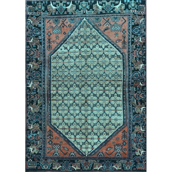 Ahgly Company Indoor Rectangle Persian Light Blue Traditional Area Rugs, 2' x 4'