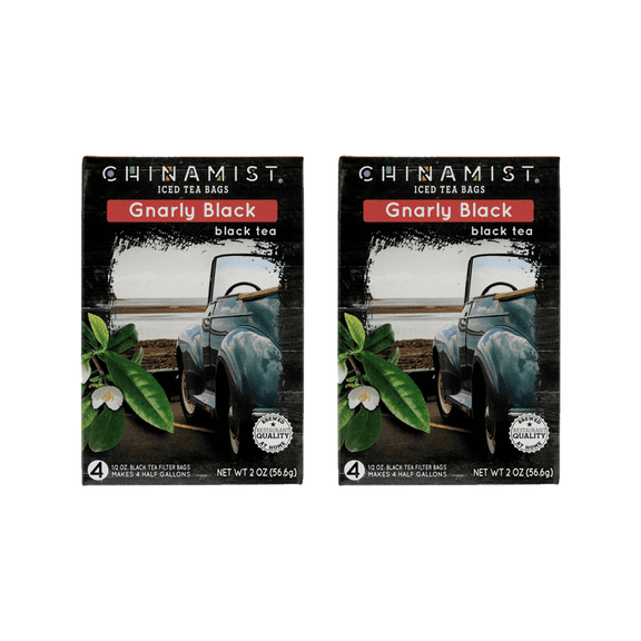 China Mist Naturally Flavored Gnarly Black Iced Tea Bags, 4-Count Box, 2-Pack (Each Bag Yields 1/2 Gallon)