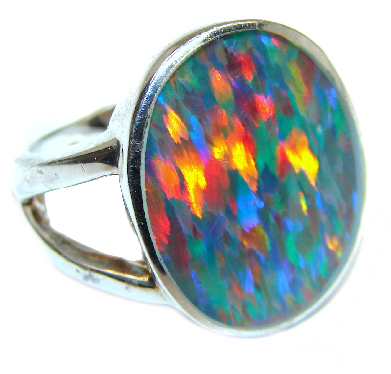 Fine Australian Triplet Opal Gemstone 925 Sterling Silver Handmade Ring All Size 