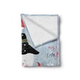thumbnail image 2 of Snowman Soft Flannel Fleece Throw Blanket, Christmas and New Year Theme Snowman with Birds Candy Cane Grungy Backdrop, Cozy Plush for Indoor and Outdoor Use, 50" x 70", Multicolor, by Ambesonne, 2 of 6