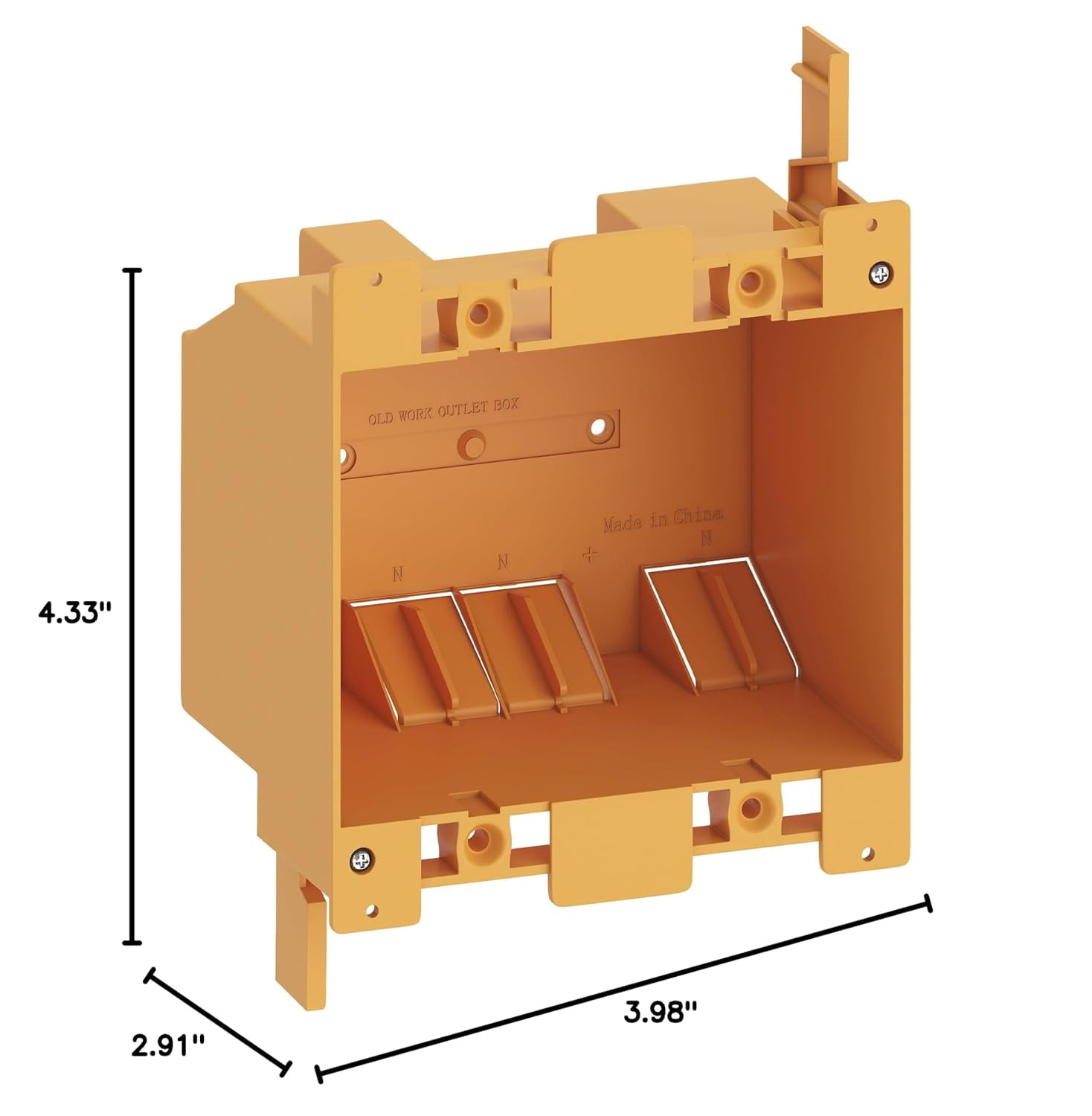 2 Gang Electrical Outlet Box, 25 Cubic Inch Junction Box, Old Work Box, UL Listed, 3-Packs, IN-0501-5-3
