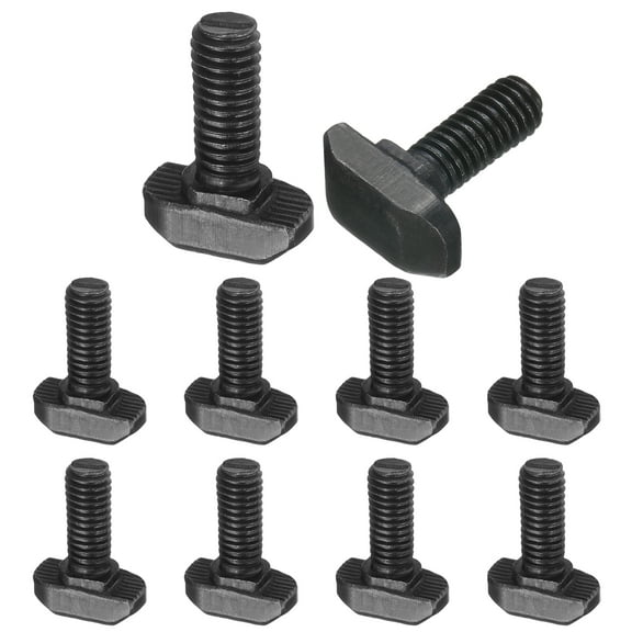 10pcs M6x16mm t Slot Drop-in Bolt Carbon Steel Hammer Head Bolts, Black