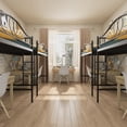 thumbnail image 3 of Tamaño individual size metal loft cama con ladder y guardrail heavy duty 400 lbs capacity no necesita colchón base easy to assemble-negra durable y estilizado para, 3 of 7