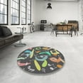 thumbnail image 3 of Ahgly Company Indoor Round Patterned Black Novelty Area Rugs, 4' Round, 3 of 6