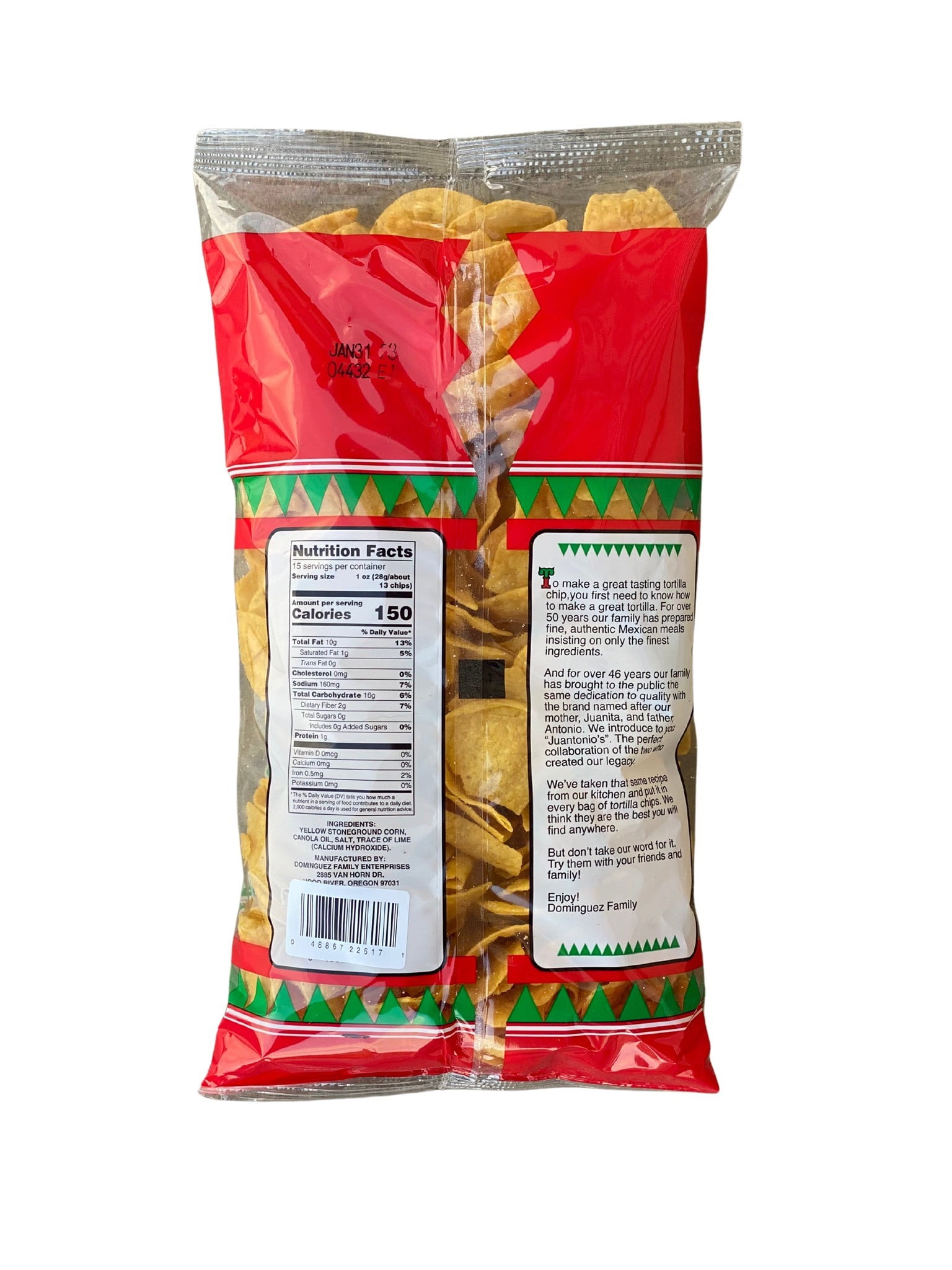 (3 pack) Juantonio's Tortilla Chips, Gluten-Free, 15 oz Bag