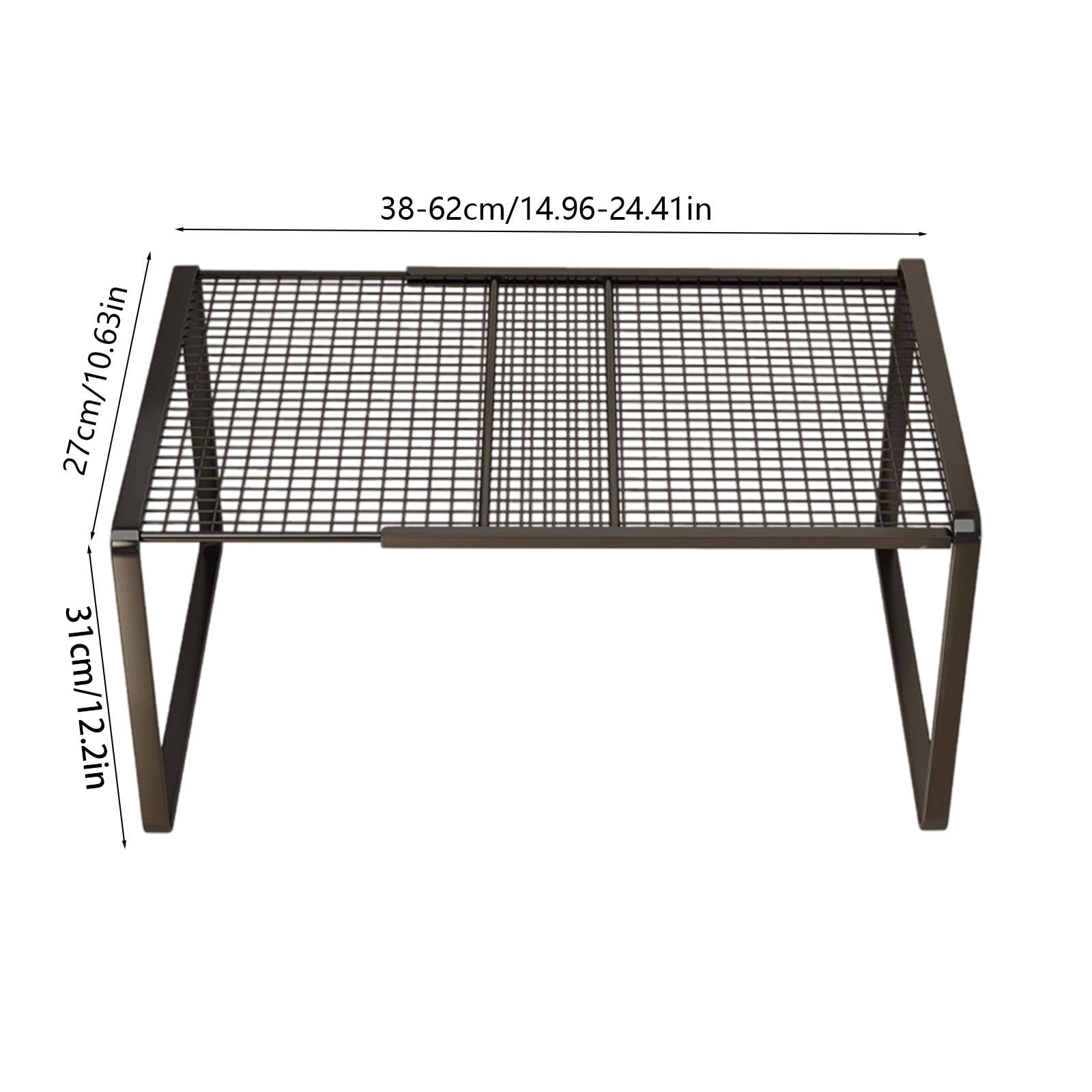 Expandable Cabinet Shelf, Stackable Metal Organizer Rack for Kitchen, Bathroom, Pantry, Countertop and Wardrobe Storage