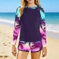 thumbnail image 4 of ZOYOEN Girls Rash Guard Swimsuits 2 Piece- Modest Print Long Sleeve Full Coverage Kids Bathing Suit Multicolor Size 8, 4 of 5