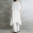 thumbnail image 5 of Stichou Women's 2 Piece Linen Set Solid Color Long Sleeve Irregular Hem Top and Wide Leg Swing Pants Trousers Suits White S, 5 of 5