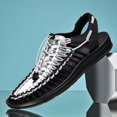thumbnail image 3 of Sandalias de gladiador para hombre, zapatos de verano tejidos hechos a mano de alta calidad para hombre, sandalias de playa informales sin cordones para exteriores, zapatillas planas, 3 of 5