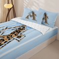 thumbnail image 3 of Homewish Brown Leopard Print A Kid Zipper Twin Comforter Sets with Fitted Sheet and 2 Pillowcases, Blue Princess Bowknot Zipper Bedding Set, Reversible, 4 Pieces, 3 of 6