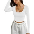 thumbnail image 4 of hotojiny Going out Tops for Women Casual Scoop Neck Slim Fit Ribbed Tshirt Long Sleeve Crop Top Winter Cute Basic Tees S-2Xl, 4 of 5