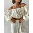 thumbnail image 3 of Off Shoulder Long Sleeve Top and Pants Set, 3 of 14