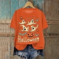 thumbnail image 2 of Towmus Halloween Shirt Women Crew Neck Shirt for Womens Cute Graphic Halloween Tshirt for Party Short Sleeve Fall Shirt Orange, 2 of 4
