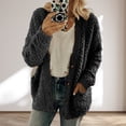 thumbnail image 3 of Women's Plush Coat Long Sleeves Single-breasted Jacket with Pockets Solid Color Thicken Warm Plush Coat for Autumn Winter Work Daily Wear, 3 of 8