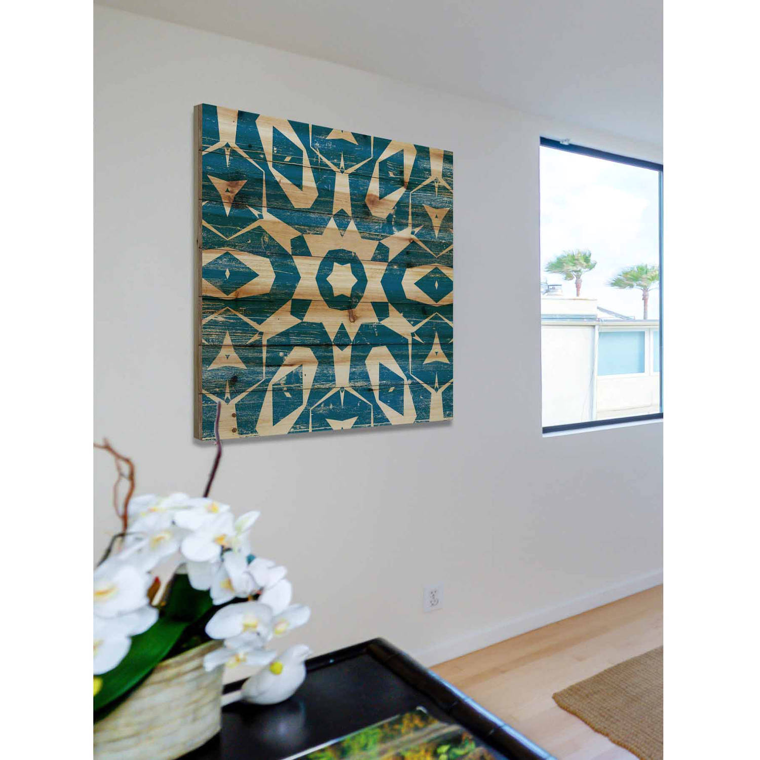"Star Bloom" Painting Print on Natural Pine Wood