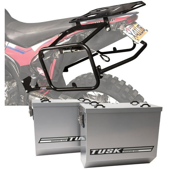 Tusk Aluminum Panniers with Pannier Racks V2 Large Silver For Honda CRF250L Rally (ABS) 2017-2020