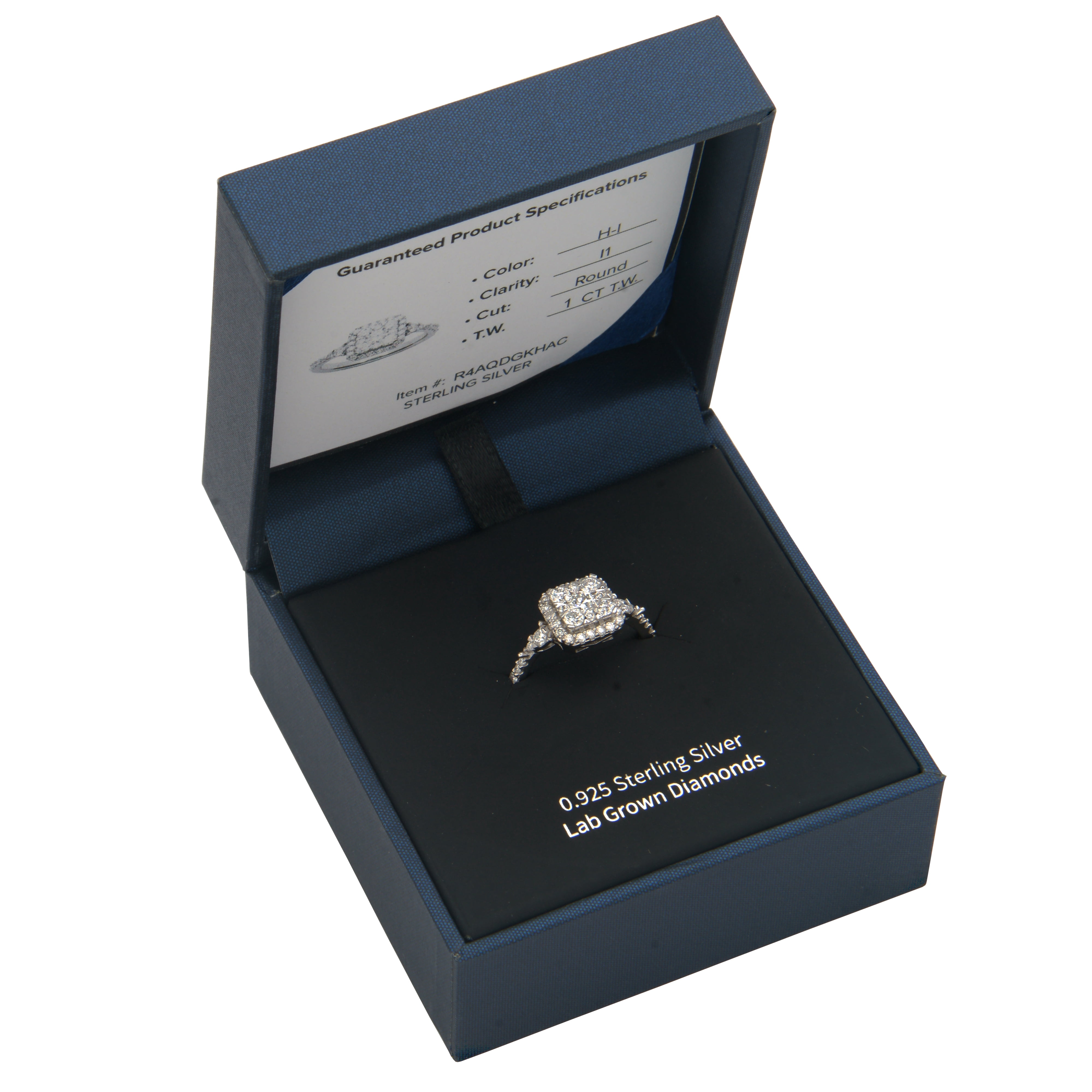 Forever Facets 1 CT TW Lab Grown Diamond Engagement Ring in Sterling Silver, Adult Female