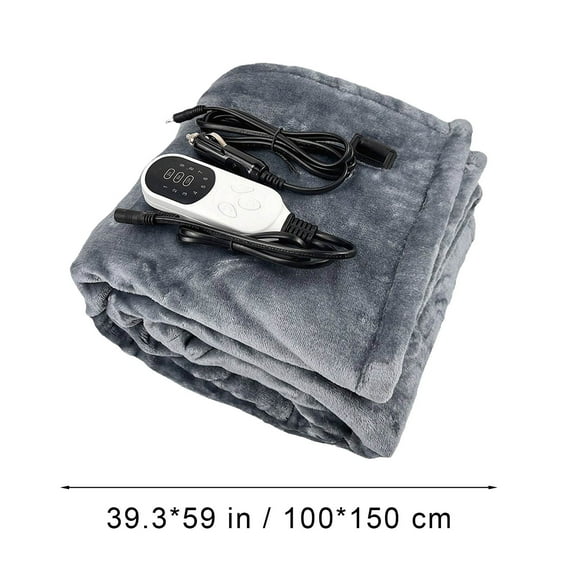 12V Heated Blanket for Car Plug in Heating Throw Flannel 40x60" Electric Car Blankets with Timer 9 Fast Heating Modes Travel Portable Heated Throw Blanket for Cars Truck RV